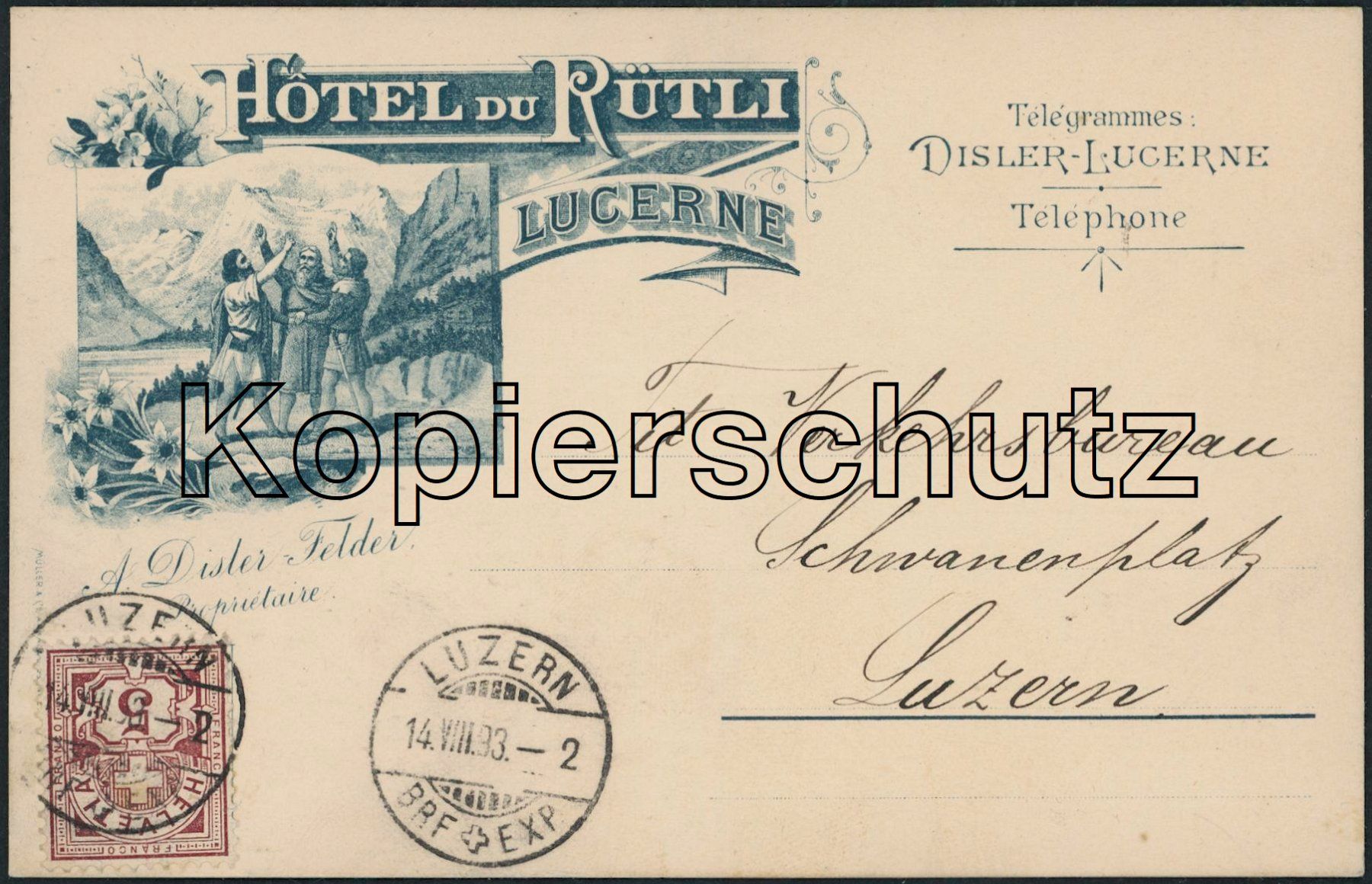 Cartoline postali: LUS Luzern - Litho - AK Vorläufer 1893 – Usato da Schindellegi venduto da masutka7
