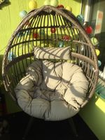 Korbsessel für Garten/Balkon 154/95/67cm Rattan braun Kissen