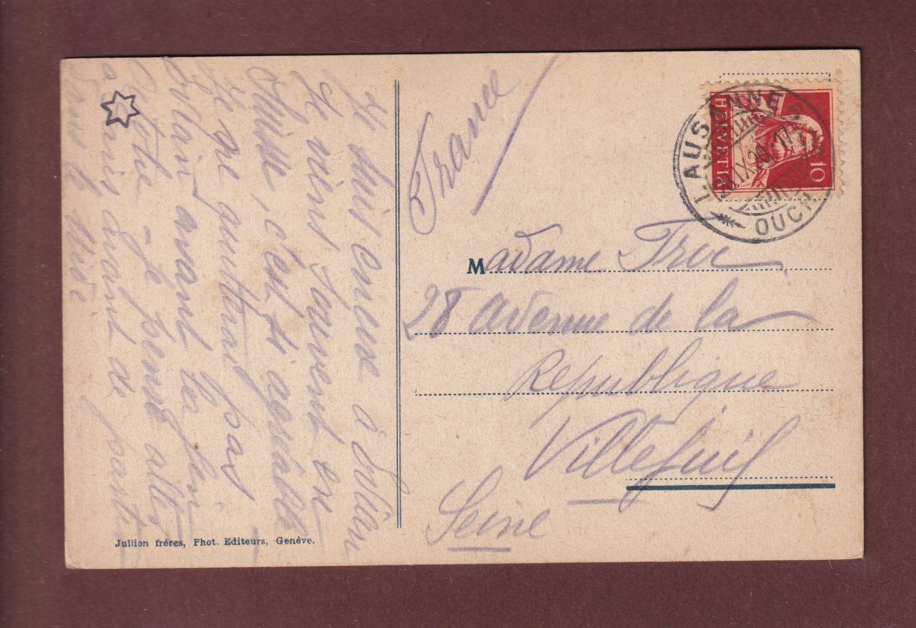 Cartoline postali: LAUSANNE - Port d'Ouchy - 1920 – Usato da Pully venduto da nicecards 1