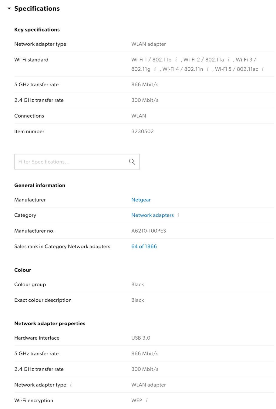 Laufwerke & Adapter: Netgear A6210-100PES USB 3.0 network adapter – Neu (gemäss Beschreibung) aus Adliswil von  3