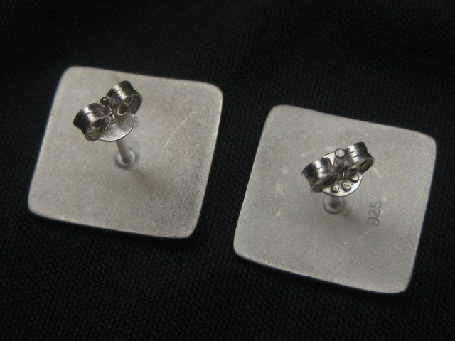 Orecchini pendenti & Orecchini a lobo: grosse Ohrringe Ohrstecker Silber 925 Quadrat Hammerschlag – Usato da Ermatingen venduto da Decovin 4