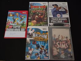 4x Spiele, Raving Rabbids, Donkey Kong, Sims und PGA