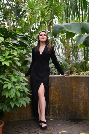 klassisches schwarzes kleid S black dress Halloween Adams