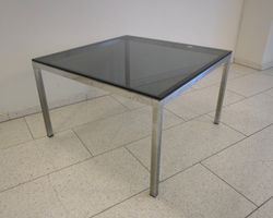 Design Couchtisch Chromstahl mit Rauchglas 70er Jahre (KR13)
