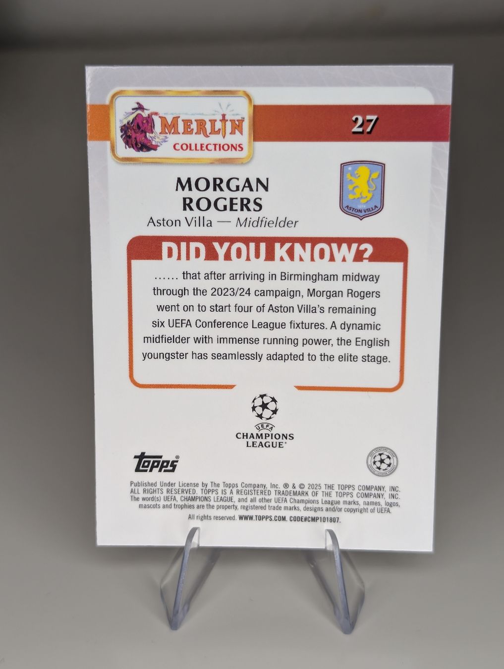 Topps Carte collezionabili: Morgan Rogers Aston Villa Topps Merlin – Nuovo (secondo la descrizione) da Hunzenschwil venduto da BRPCards 1