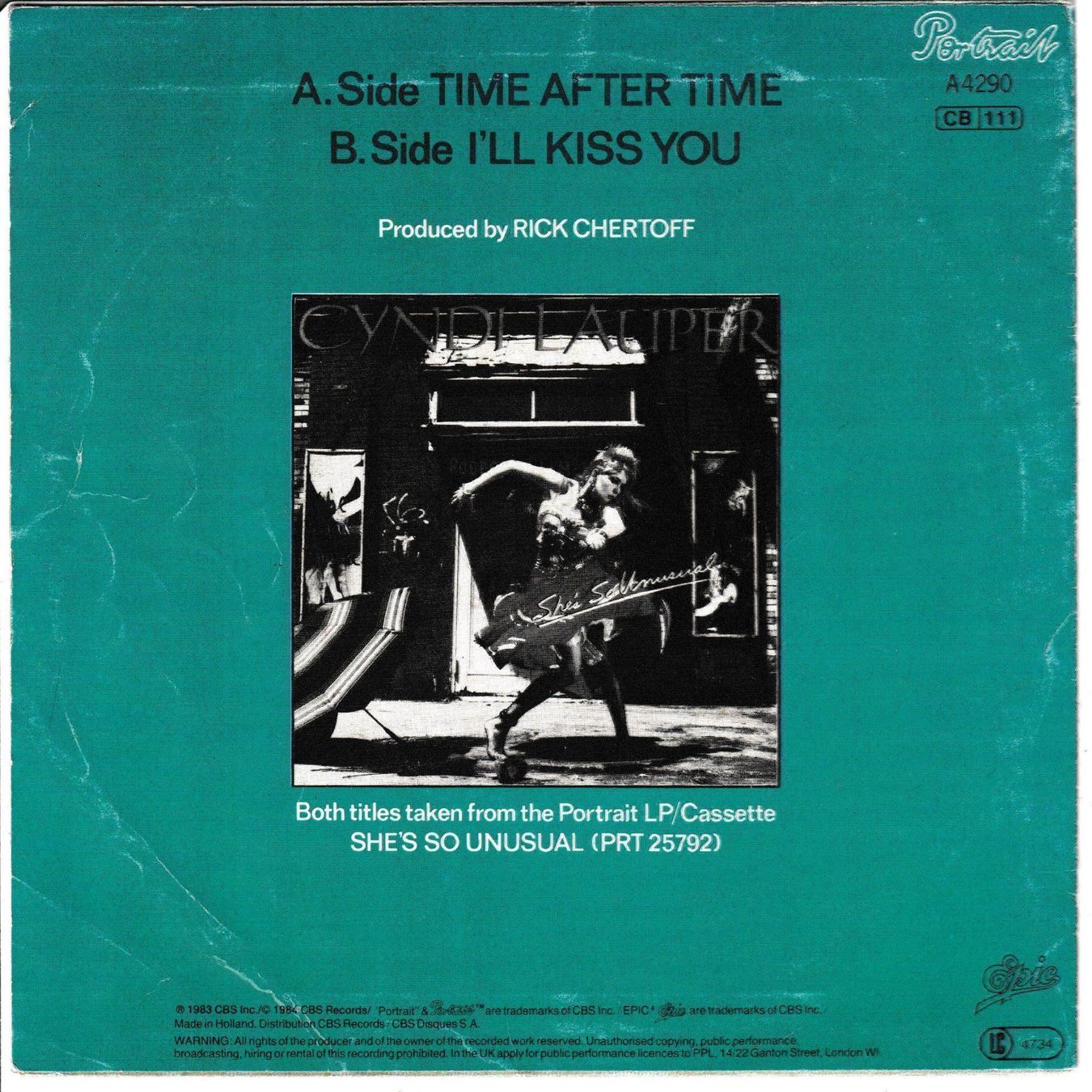 Dischi in vinile: Cyndi Lauper - Time after time 7" Vinyl 1983 – Usato da Tübach venduto da JamesStone 1