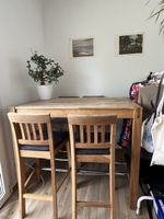 Massivholz-Bartisch / Hochtisch mit 4 Stühlen