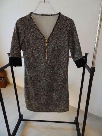Hübsches 3/4-tel Arm Kleid grau Gr. XS - 220407