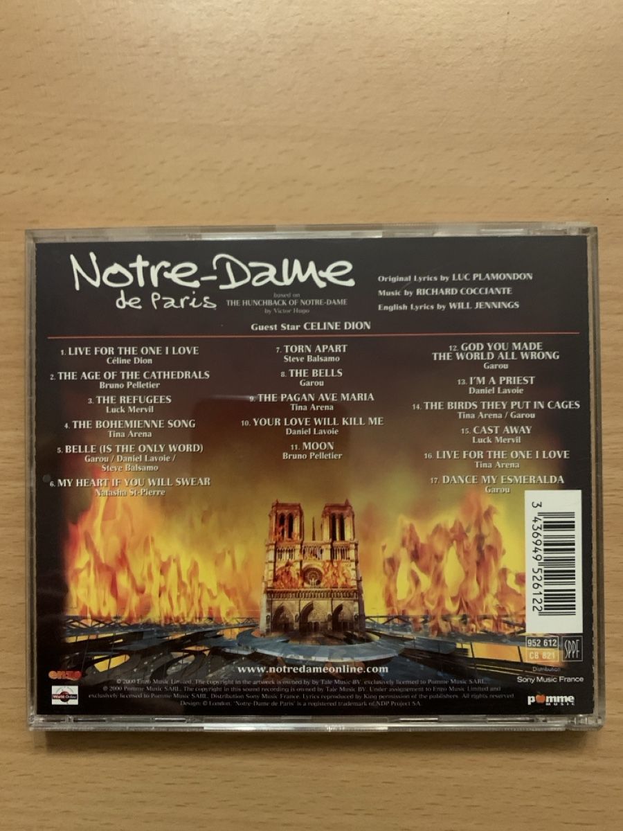 CDs: CD Notre-Dame de Paris Version Anglaise  – D'occasion à Salavaux par Lune_Diurne 1