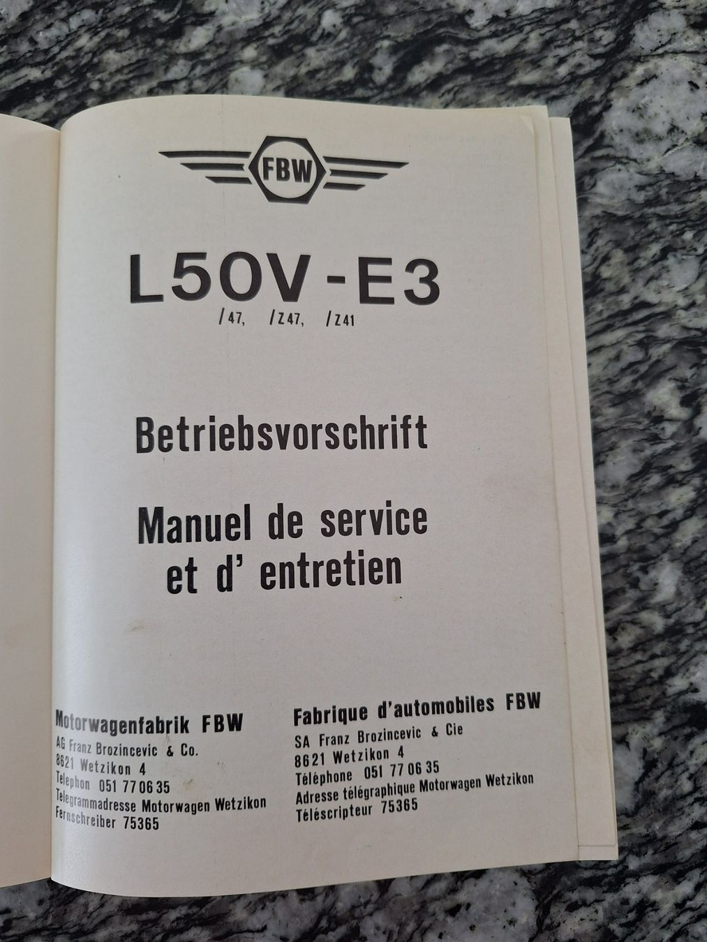 FBW Documenti: Betriebsvorschrift FBW L50V-E3 – Usato da Lohn-Ammannsegg venduto da Beo71 1