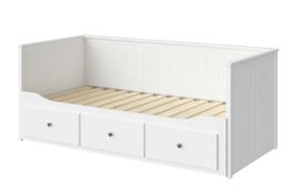 Lit banquette IKEA Hemnes blanc avec trois tiroirs