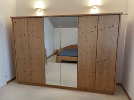 Kleiderschrank Holz Kiefer 6 Tueren Spiegel Front gut erhalt