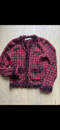 Veste Zara tweed à carreaux rouges et noirs - Taille M