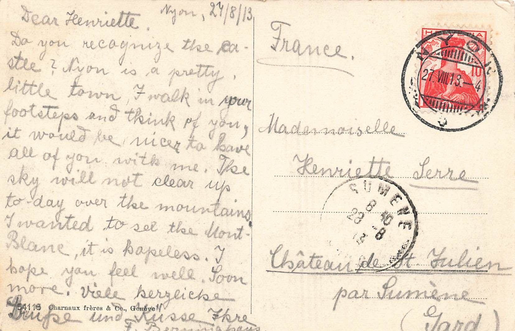 Cartoline postali: Nyon schloss – Usato da Biasca venduto da Blenio71 1