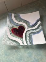 Glasplatte „Herz“ handmade 30 x 30 cm