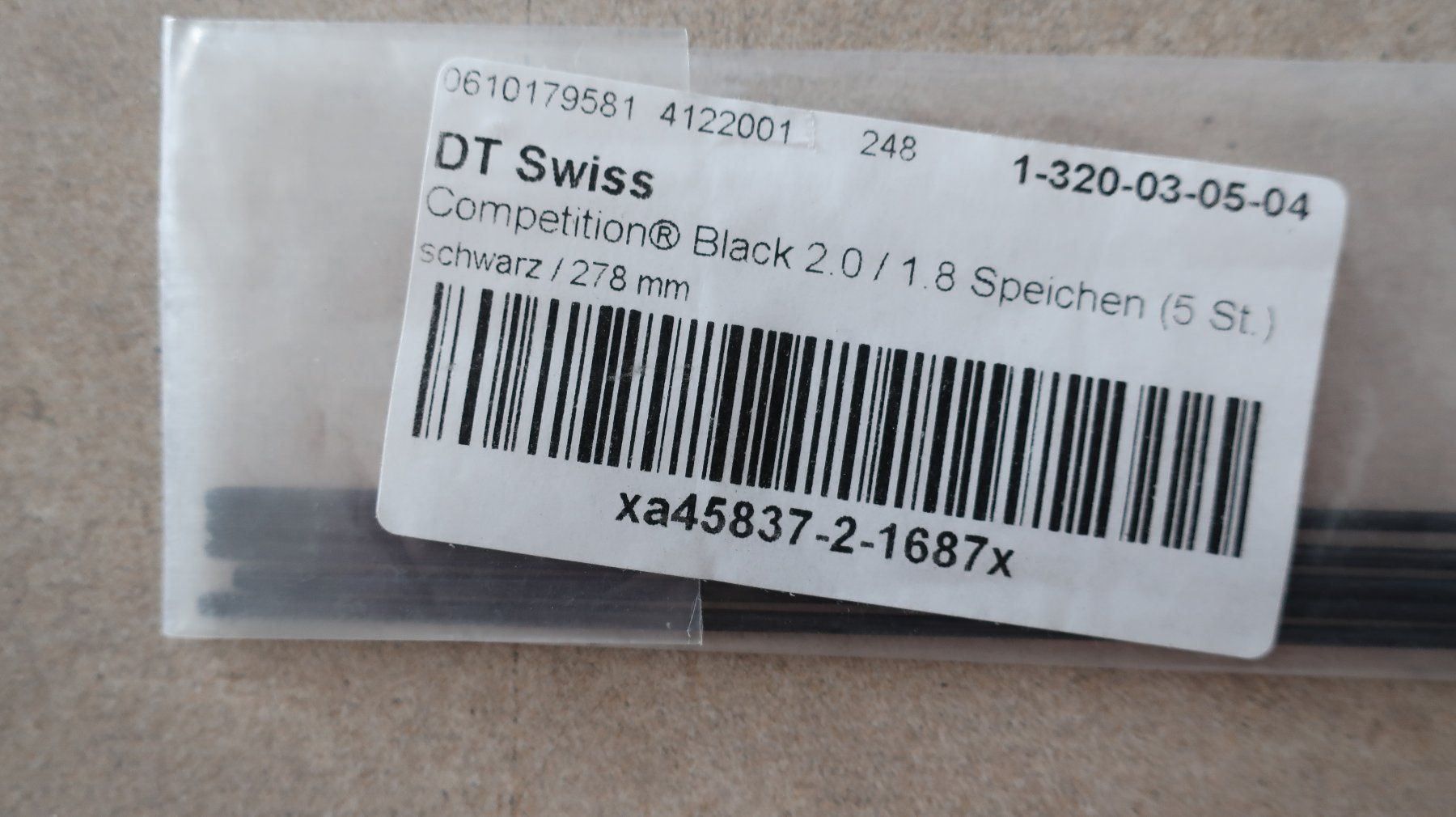Pezzi di ricambio: MTB Speichen DT Swiss Comp. Black 2.0/1.8 – Nuovo e nell'imballaggio originale da Hombrechtikon venduto da Baraban 1