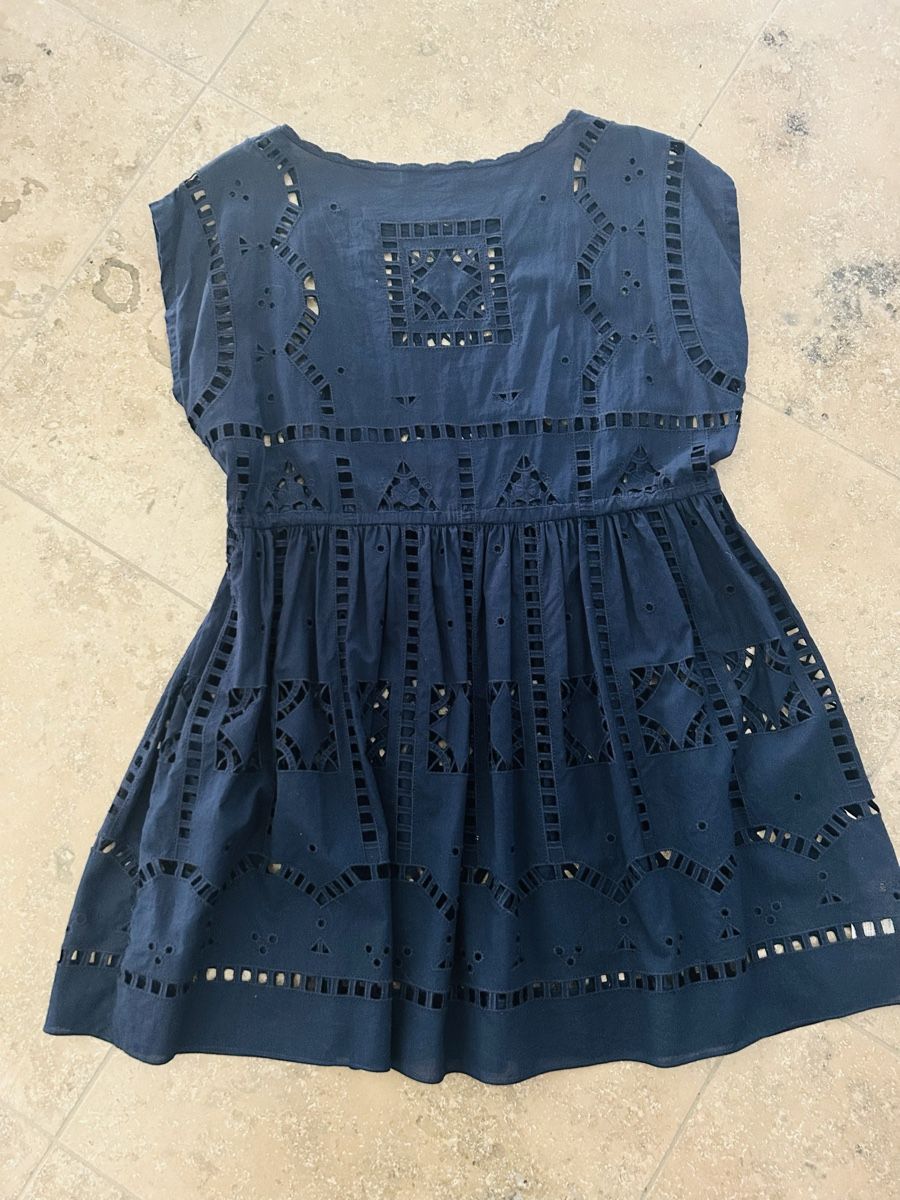sachin and babi light blue dress BNWT: 100% Cotton dress with openwork embroidery by MANGO: BLACK: SIZE: 12