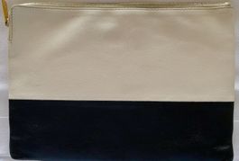 CELINE VINTAGE: Bicolor Solo Clutch, Leder, Schwarz-Offwhite