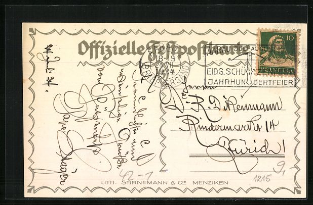 Cartoline postali: Litho Aarau, Eidgenössisches Schützenf – Usato da Berlin venduto da bartko-reher 1