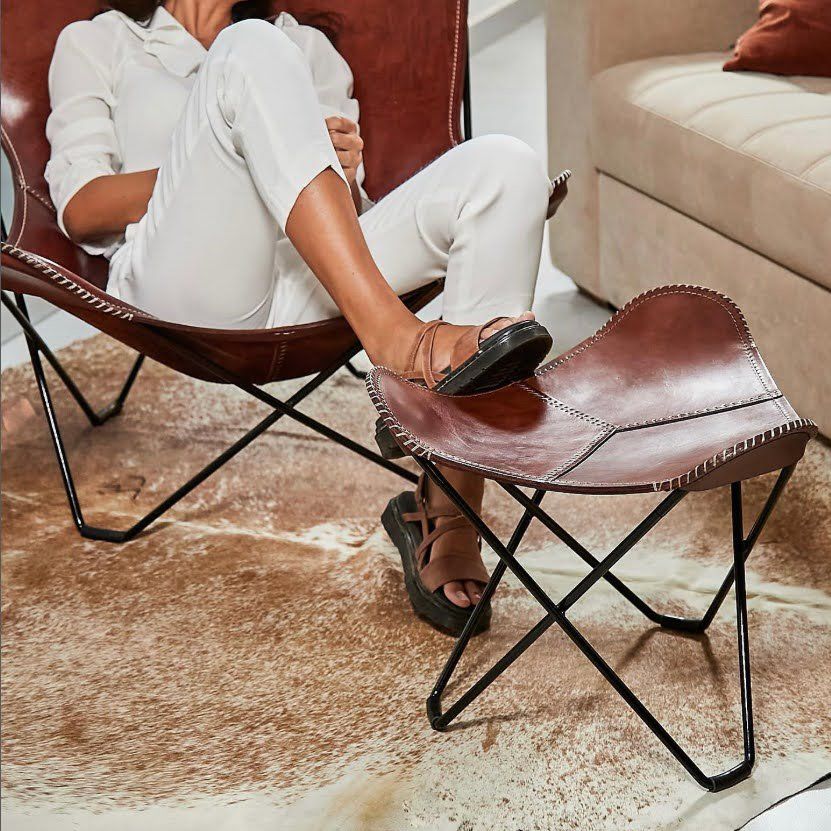 Poltrone: Poltrona Butterfly - BKF Brown + poggiapiedi – Nuovo e nell'imballaggio originale da Arbedo venduto da patagonialeatherrugs 9