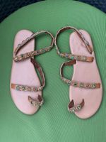 SUMMERTIME - stylische/edle Flip-Flops mit Décor, gold, 38