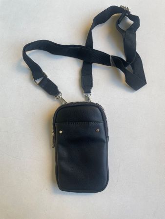 Handytasche in Schwarz mit Reissverschluss und Tragegurt