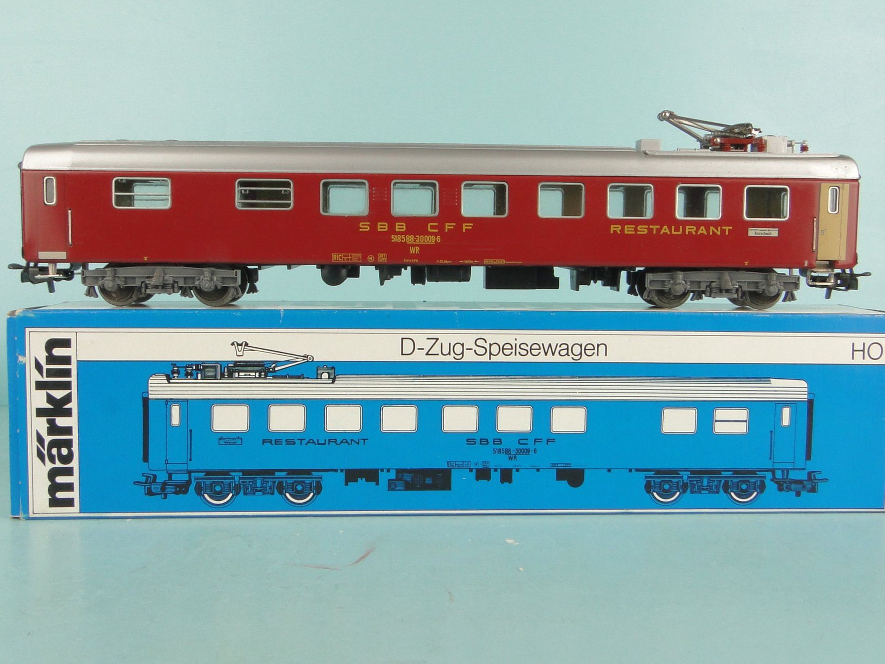 Märklin Modellini di ferrovie: Märklin 4068 SBB Restaurant, Blech – Usato da Bülach venduto da cann11 1