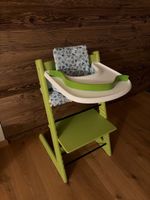 Stokke Hochstuhl mit Tisch und Sitzkissen grün guter Zustand