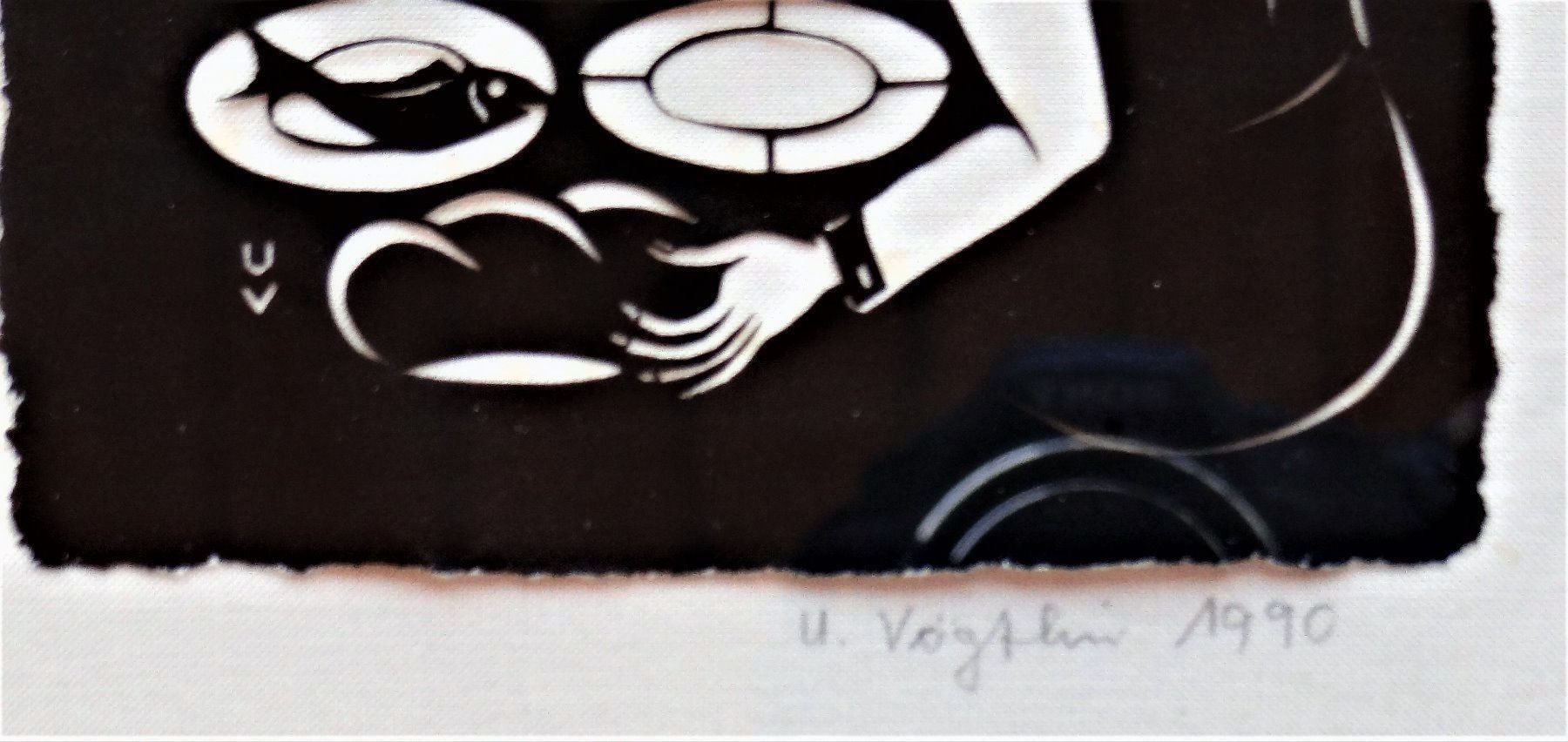 Grafica & Litografie: Scherenschnitt auf Leinen, U. Vögtlin, – Usato da Alpnach Dorf venduto da MZ001 3