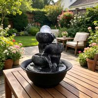 Moderner LED-Brunnen mit Glaskugel – Dekobrunnen & Waserspil