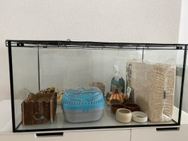 Hamsterkäfig aus Glas 80x45x40 cm und Zubehör 