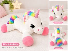 Plüsch Einhorn weiss bunt Stofftier und flauschig