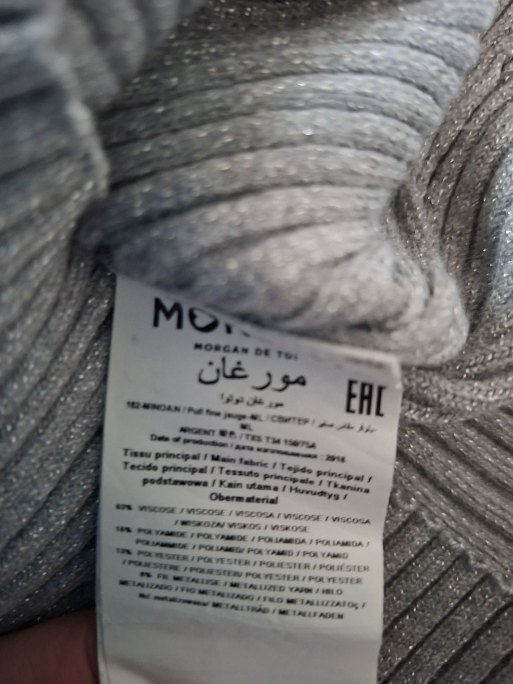 Morgan Maglioni & Felpe: Morgan Oberteil, Grau mit Silber, Gr. XS, 3/4 Arm – Usato da Klingnau venduto da vollmond36 5