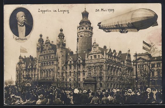 Bilder & Poster: Leipzig, Zeppelin über dem neuen Rathau – Gebraucht aus Berlin von bartko-reher