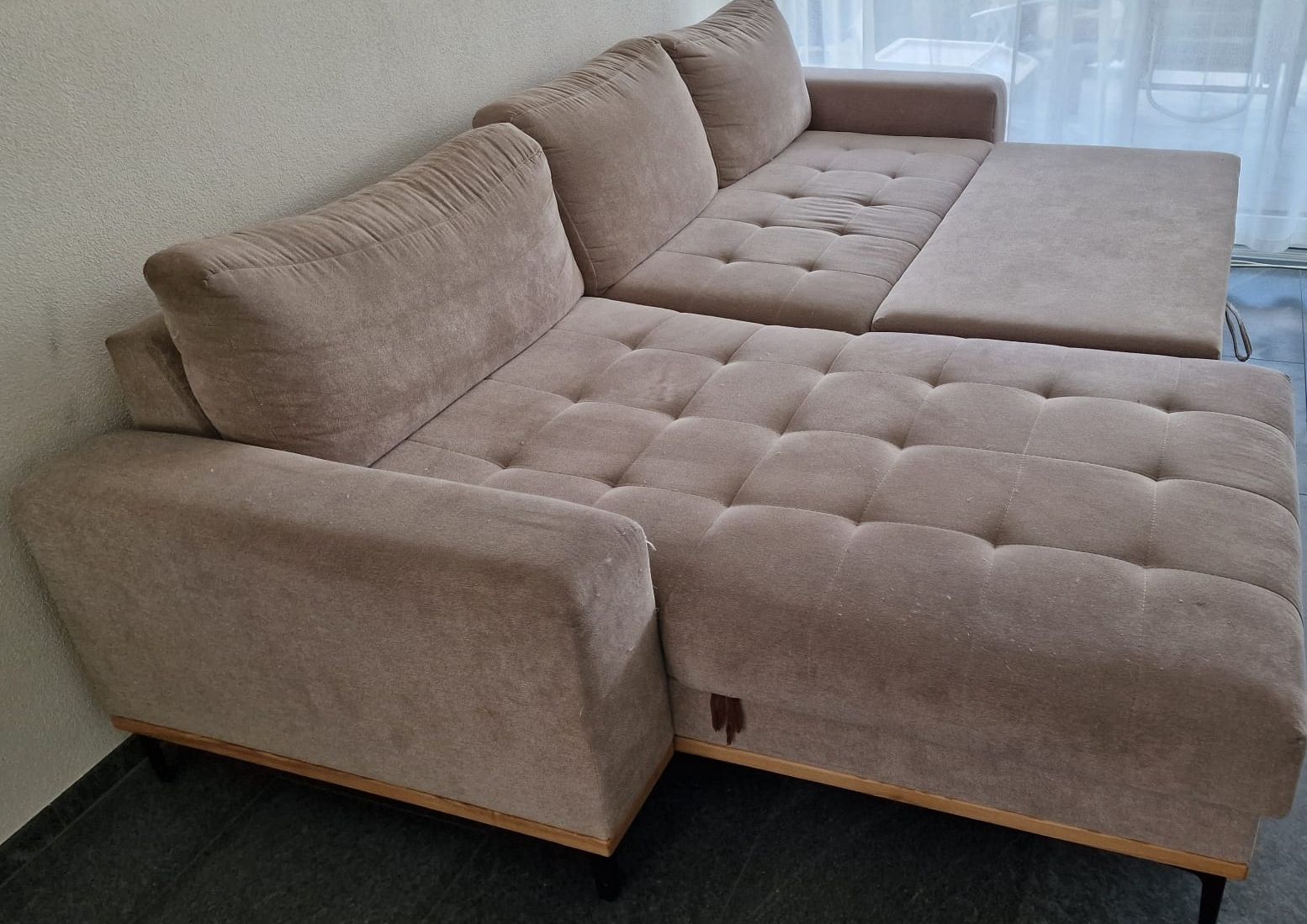 Sofas: Ecksofa In Beige Mit Schlaffunktion Webstoff Beige – D'occasion à Hochdorf par Berry005