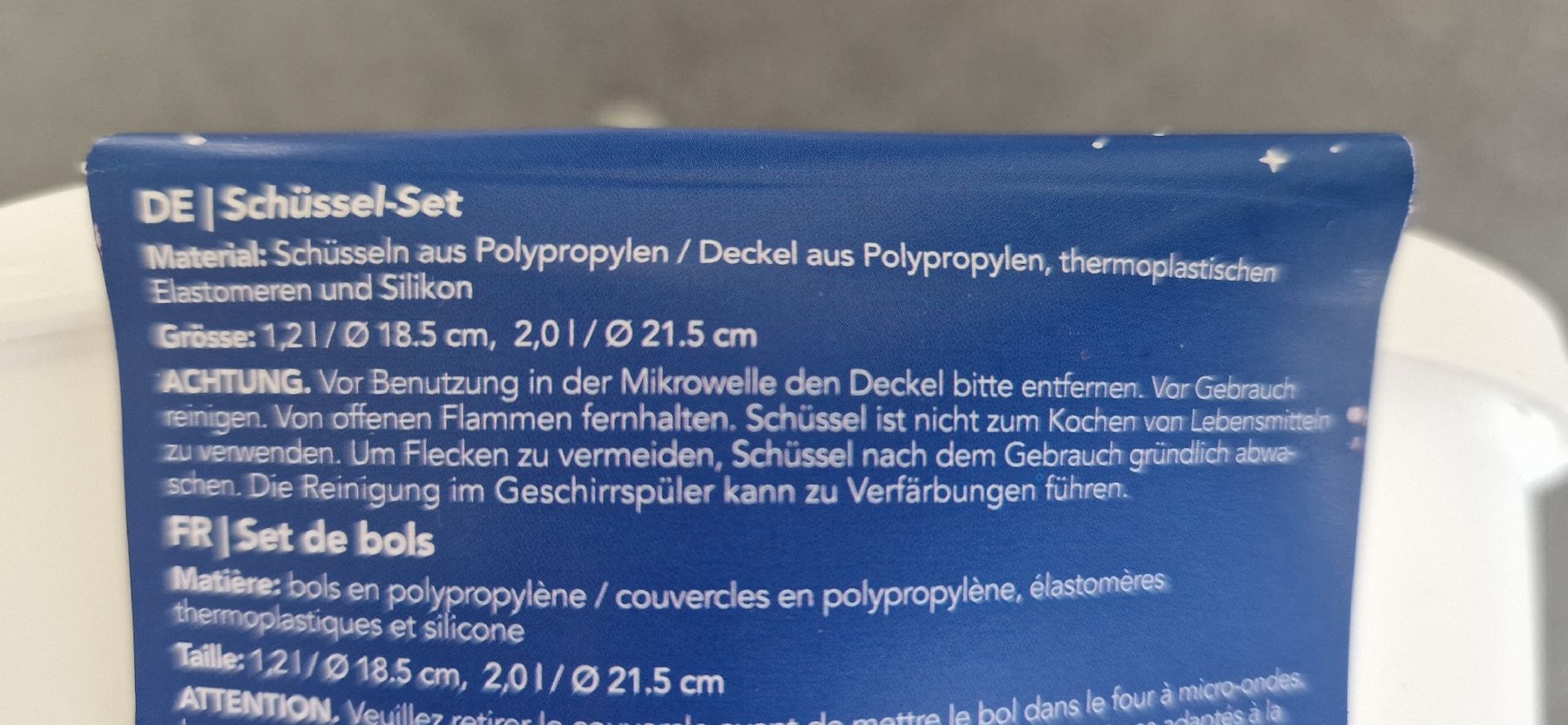 Ciotole: neues Schüssel-Set 1,2Lt. & 2Lt. mit Deckel – Nuovo e nell'imballaggio originale da Wiesendangen venduto da Stregolina 3