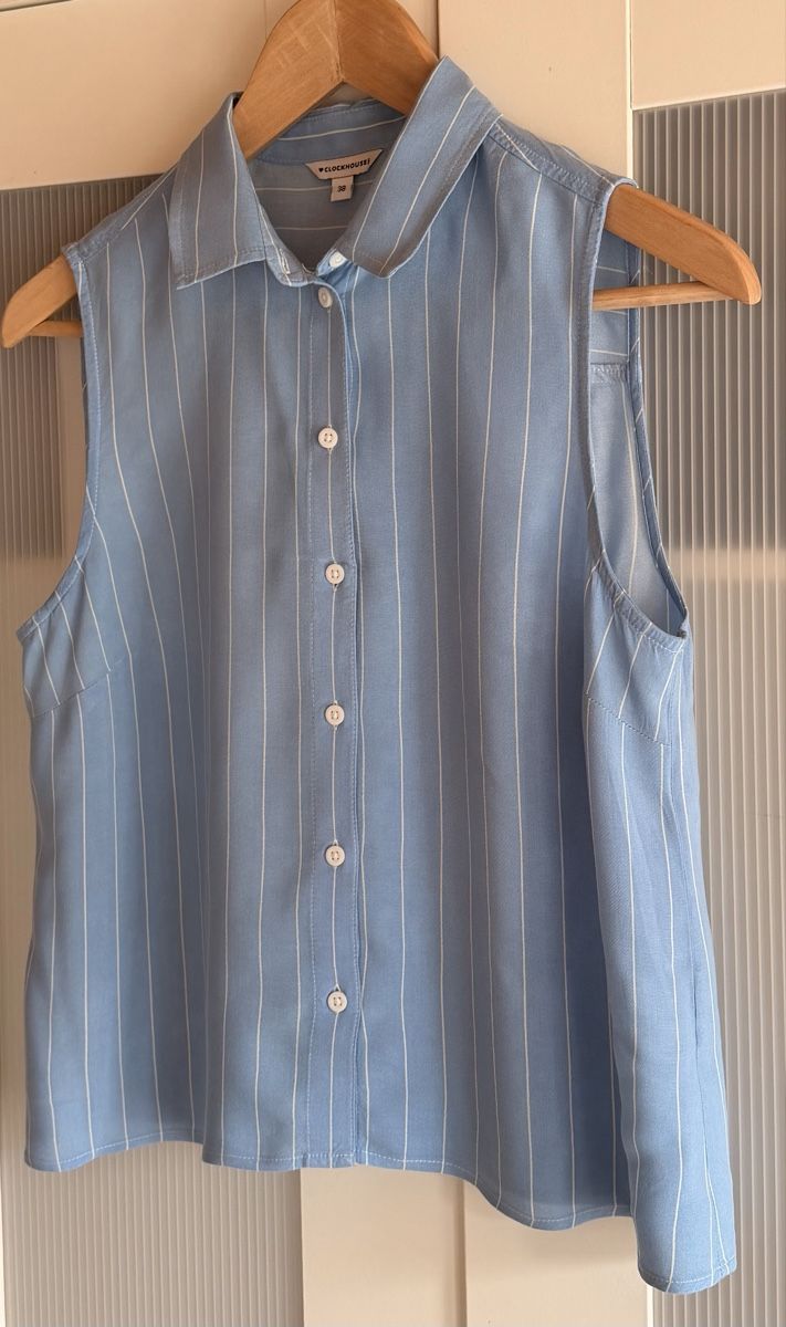 C&A Blusen: Bluse von clockhouse, Kurzarm, Hellblau Gestreift, Gr. 38! – Gebraucht aus Wila von sirisum 1