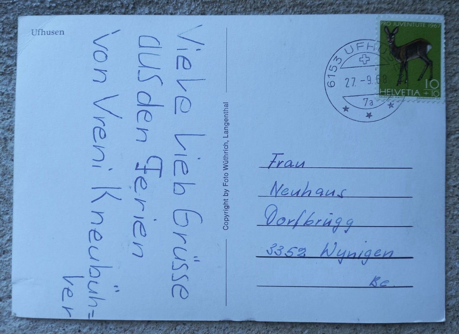 Ansichtskarten: AK Ufhusen 1968 – Gebraucht aus Burgdorf von glasrabe01 1