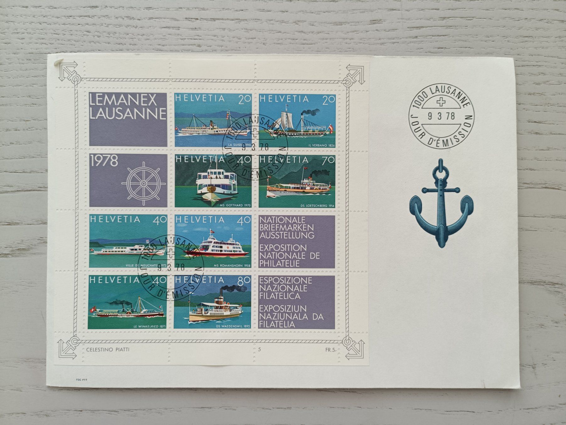 Tutti i francobolli: 1978 FDC LEMANEX Lausanne – Usato da Dübendorf venduto da goeggi79