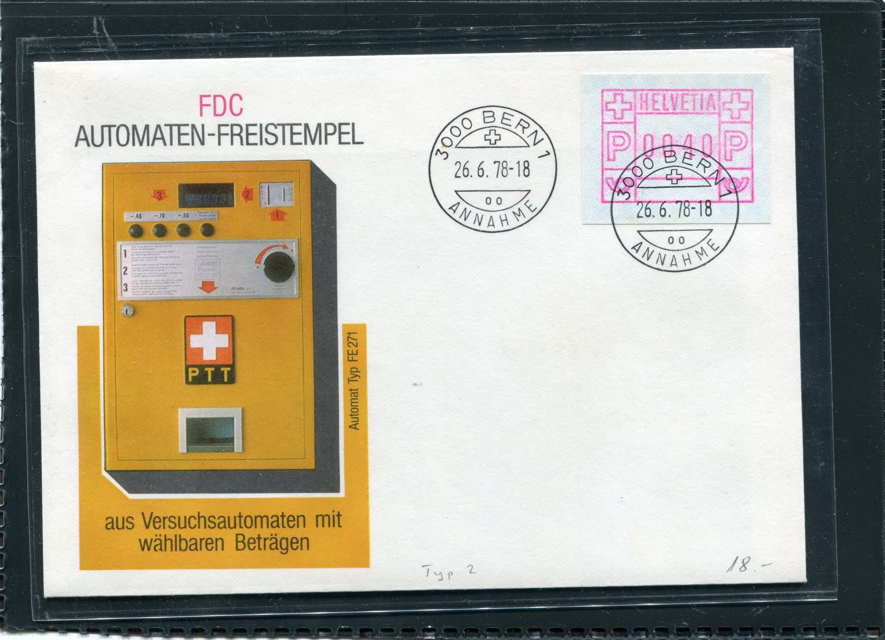 Tutti i francobolli: 1978 Automatenm. FDC Typ 2 Bern 26.6.78 – Usato da Winterthur venduto da Kyoung