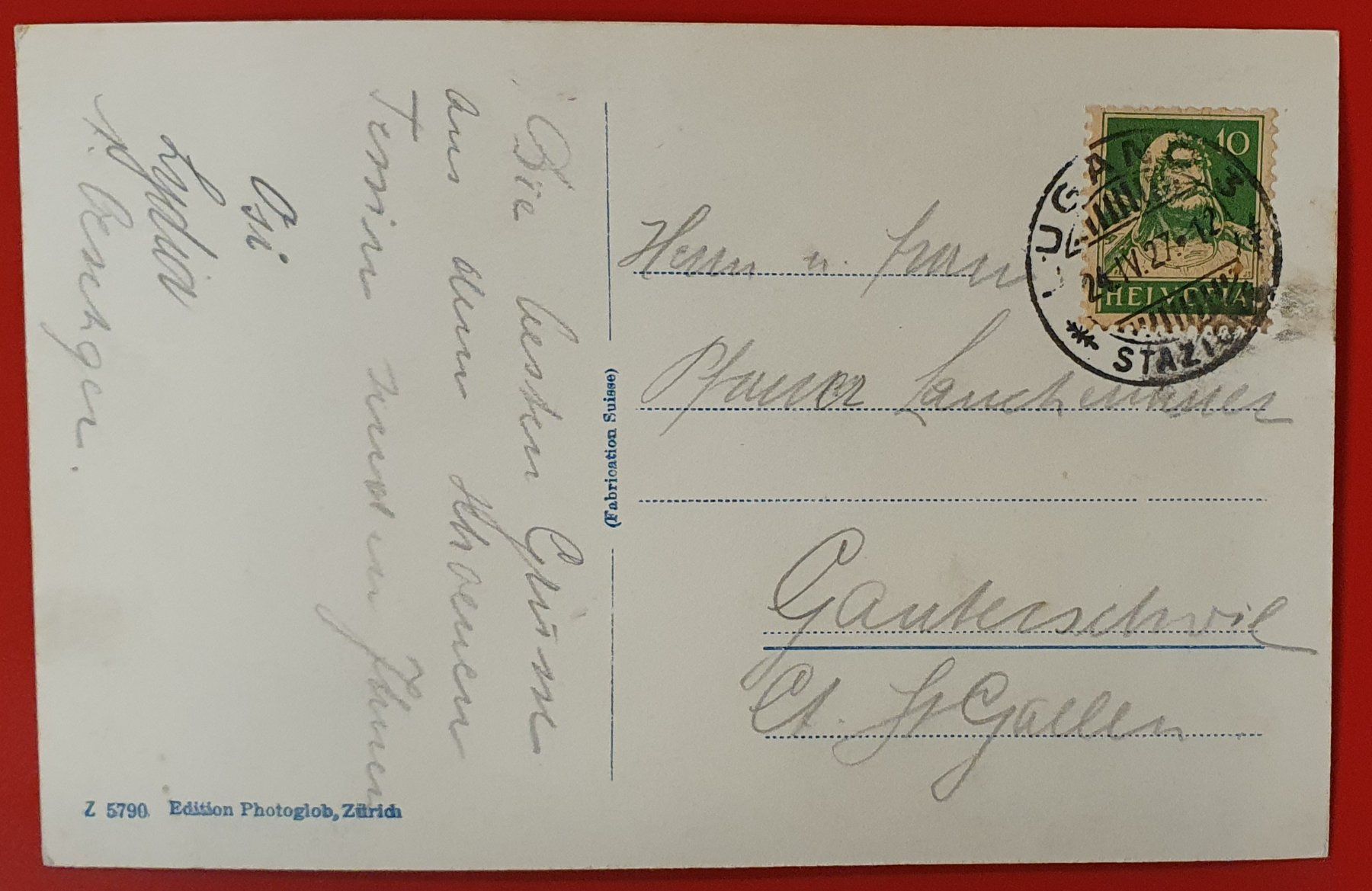 Cartoline postali: Lugano 1927 - Casa Ticinesi – Usato da Kreuzlingen venduto da Rschweiz1 1
