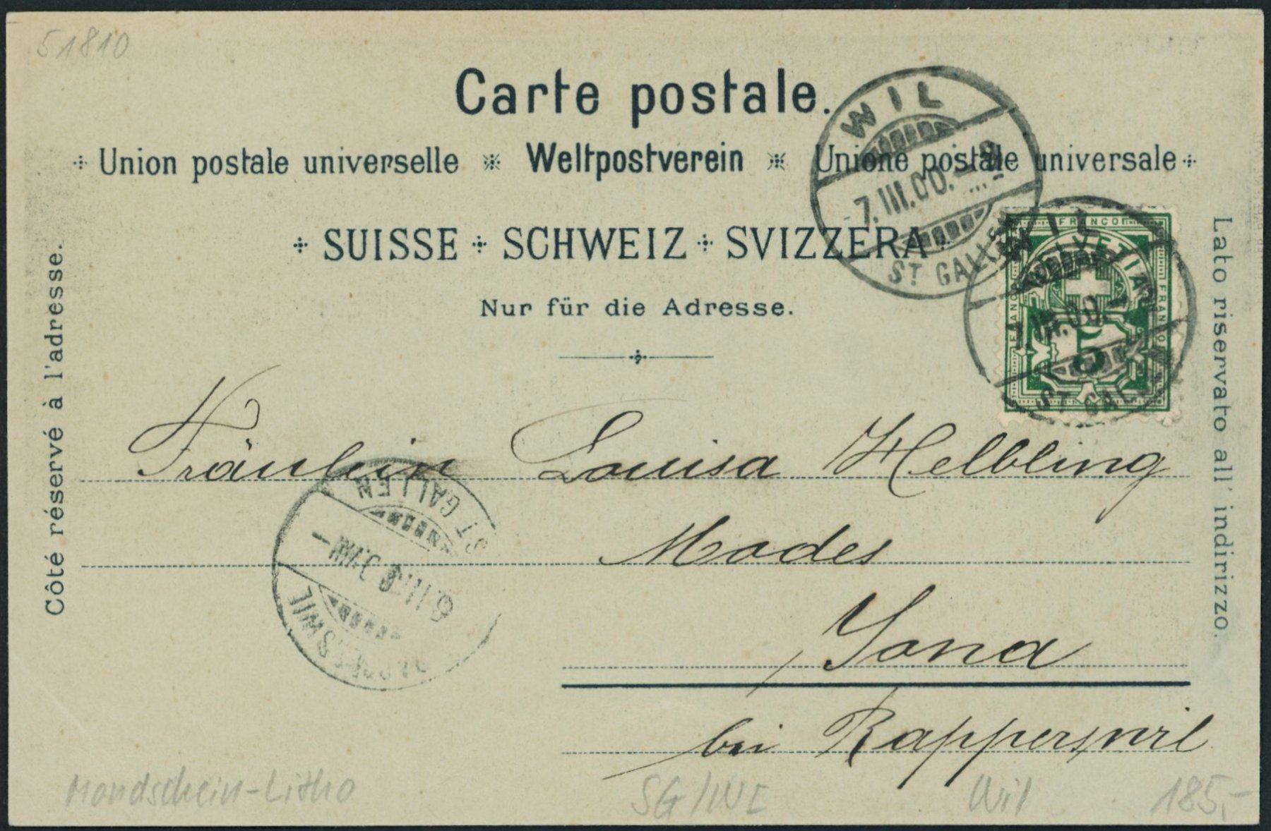 Cartes postales: SG Wil - Mondschein Litho – D'occasion à Schindellegi par stationary 1