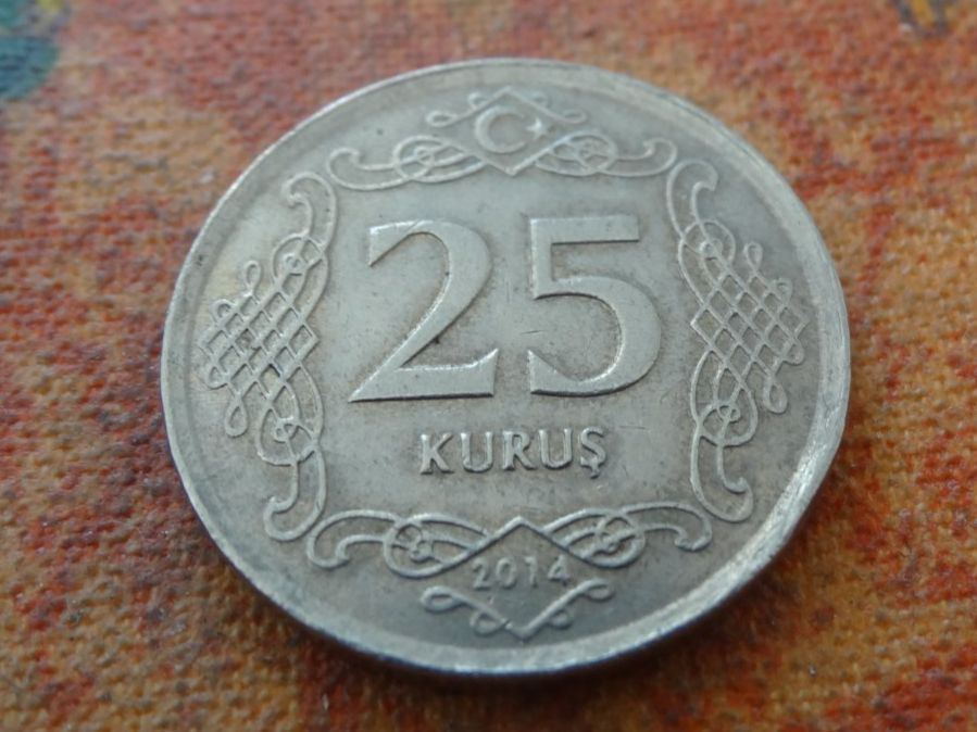 Alle Münzen: TURQUIE  25 Kurus  2014 – Gebraucht aus Romanel-sur-Lausanne von Swift13