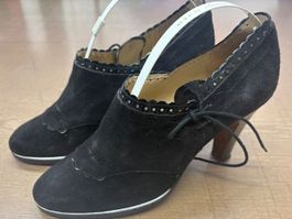 Schwarze Wildleder Pumps,vintage, Gr. 37.5