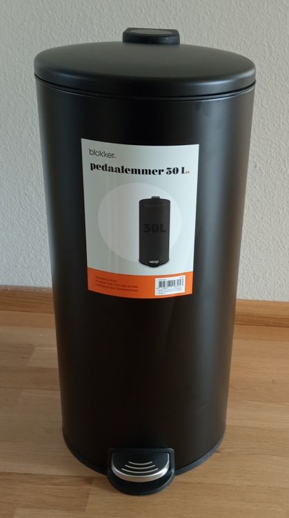 TONTARELLI Pedal-Abfalleimer 8 Liter – Schwarz/blau, Geruchsdicht