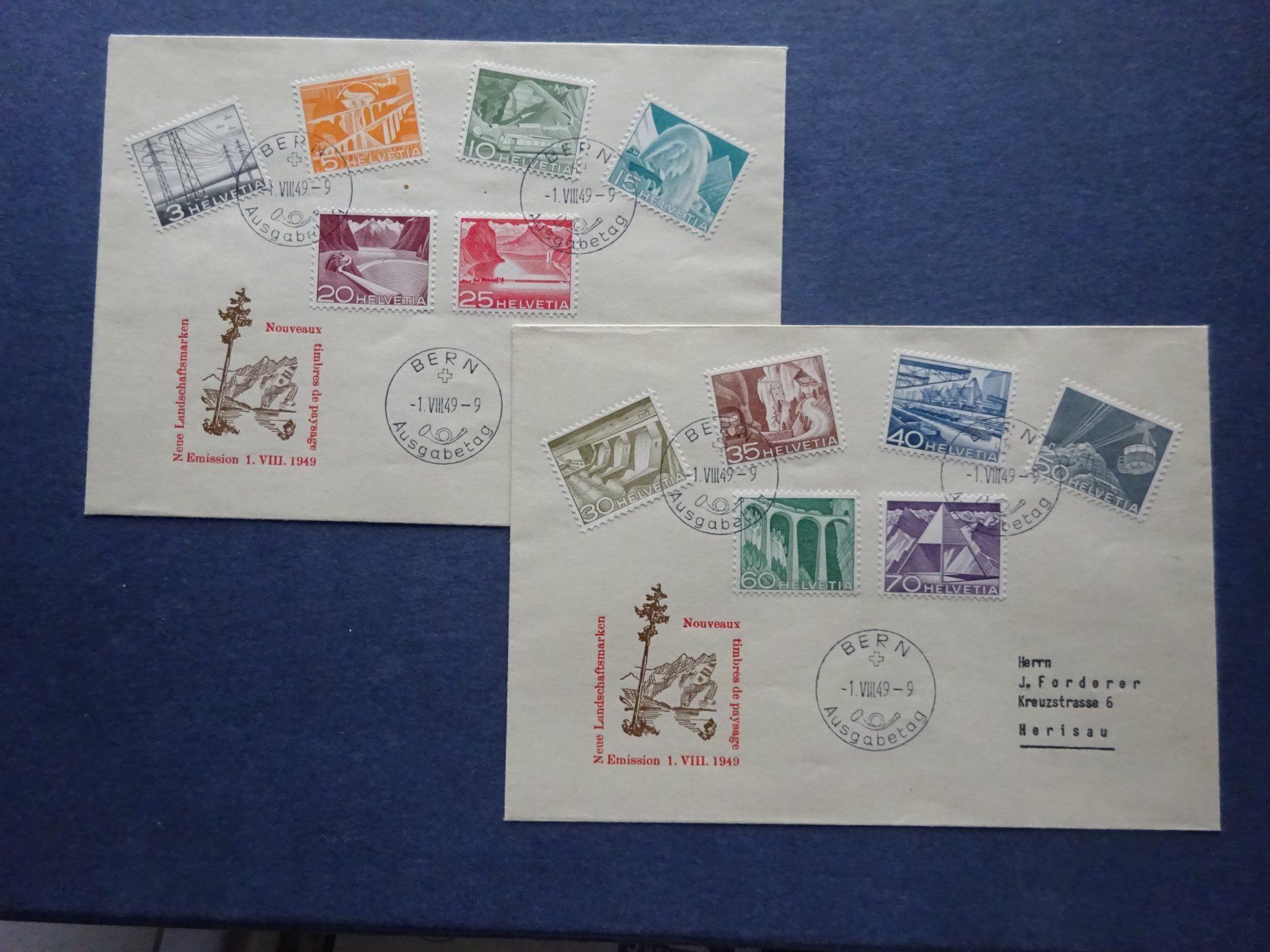 Tutti i francobolli: 1949 Technik und Landschaft FDC BERN – Usato da Appenzell-Steinegg venduto da adi1975