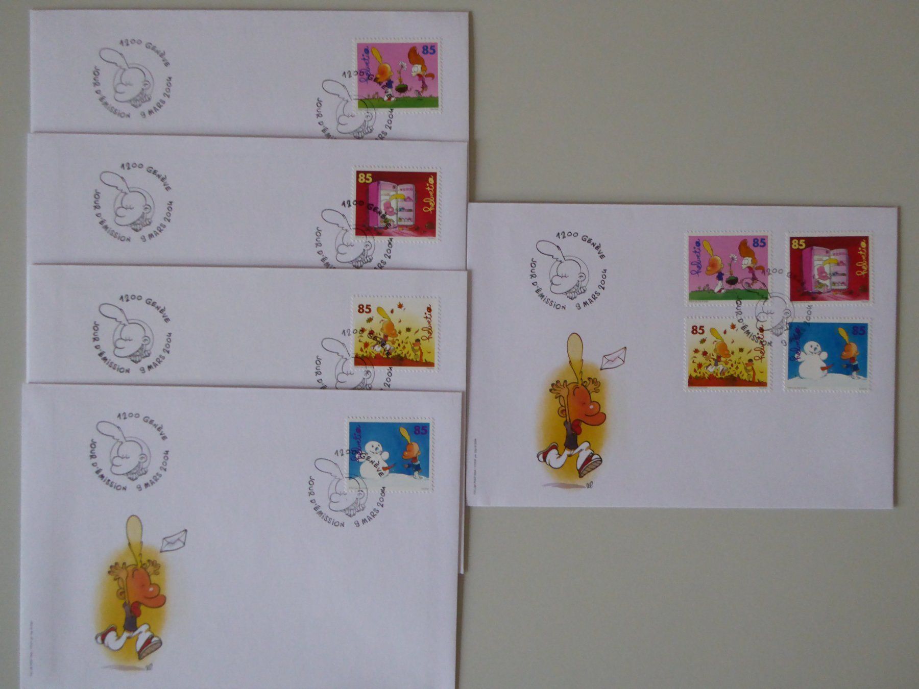 Tutti i francobolli: 5 Comic Ersttagscouverts DeLaRua 2004 Serie und Einzelmarken – Nuovo (secondo la descrizione) da Suhr venduto da martin1108