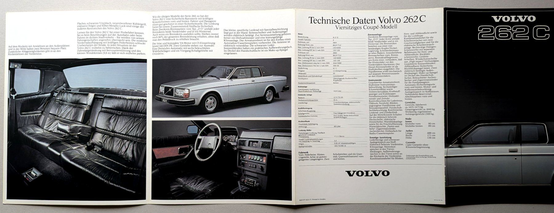 Volvo Dokumente: Originalkatalog "VOLVO 262 C", Faltprospekt/Hochglanzpapier – Neu (gemäss Beschreibung) aus Olten von VanishingPoint.71 2