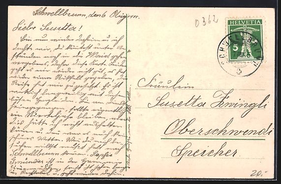 Cartoline postali: Schwellbrunn, Ortsansicht mit Berglandsc – Usato da Berlin venduto da bartko-reher 1