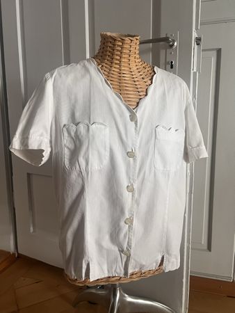 Herzige Vintage-Bluse in weiss, ca. M